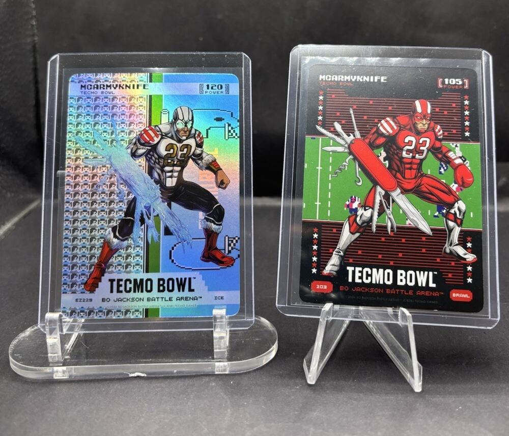 Bo Jackson Battle Arena Tecmo Bowl McArmyknife Mcaffrey EZ Ice Battlefoil & Base